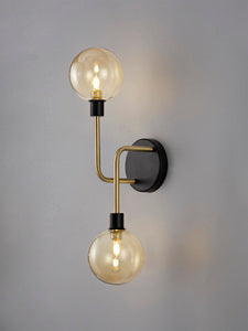 Delian 2 Light Black & Gold Wall Light